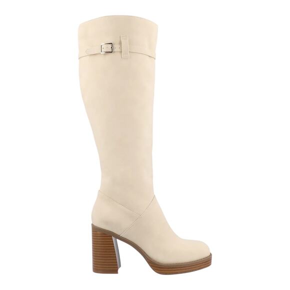 Journee Collection Women's Letice Wide Calf Platform Knee Boots Cream Size 9 W - Picture 2 of 5